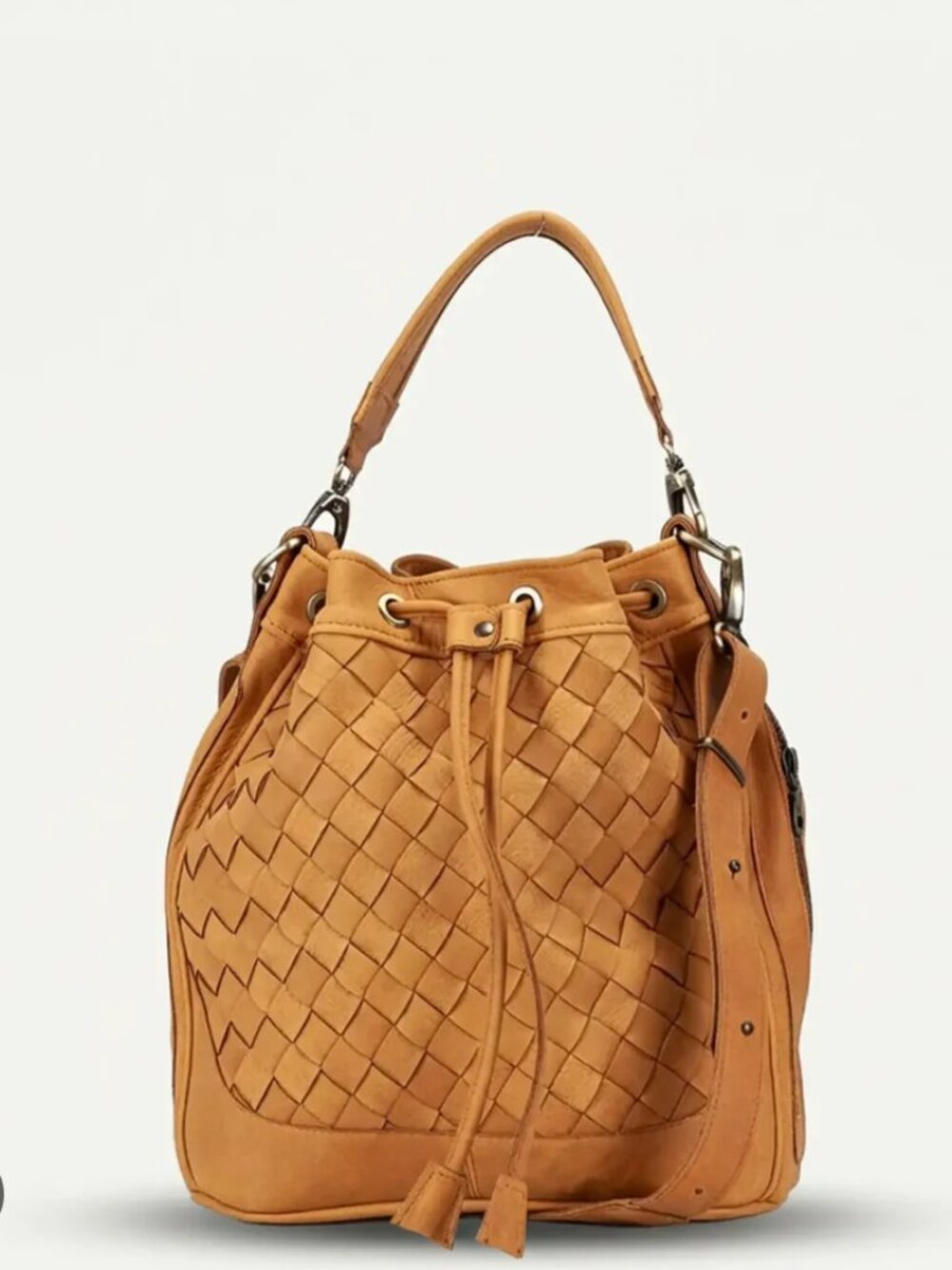 Milloo Danae Leather Bucket Bag Crossbody Purse Made in Greece